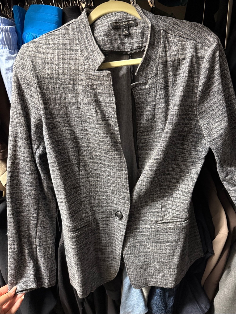Banana Republic Grey Textured Collarless Women's Blazer